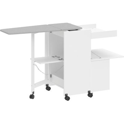 HOMCOM Meuble à repasser, table à repasser pliante sur roulettes avec portes par pression, charnières à fermeture douce, blanc - Publicité HOMCOM Meuble à repasser, table à repasser pliante sur roulettes avec portes par pression, charnières à fermeture douce, blanc - Publicité