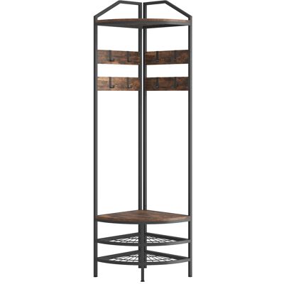 HOMCOM Meuble d'entrée d'angle, vestiaire à 4 niveaux, rangement pour chaussures, 8 patères mobiles, 2 étagères, brun rustique - Publicité HOMCOM Meuble d'entrée d'angle, vestiaire à 4 niveaux, rangement pour chaussures, 8 patères mobiles, 2 étagères, brun rustique - Publicité