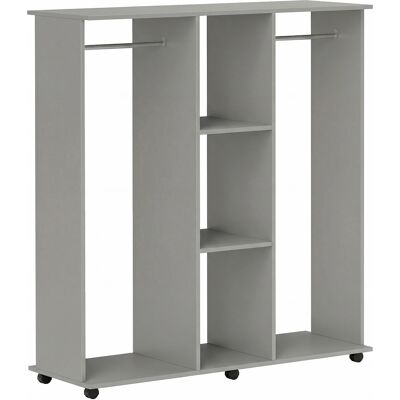 HOMCOM Armoire penderie meuble de rangement mobile 6 roulettes 120 x 40 x 128 cm en bois gris - Publicité HOMCOM Armoire penderie meuble de rangement mobile 6 roulettes 120 x 40 x 128 cm en bois gris - Publicité