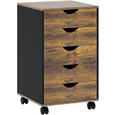 HOMCOM Caisson bureau mobile, meuble rangement sur roulettes avec 5 tiroirs, bois, 40 x 40 x 67 cm, marron - Publicité HOMCOM Caisson bureau mobile, meuble rangement sur roulettes avec 5 tiroirs, bois, 40 x 40 x 67 cm, marron - Publicité