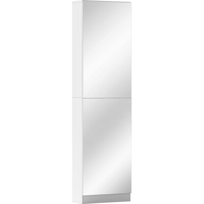 HOMCOM Meuble à chaussures 5 étagères, portes réversibles, fermeture amortie, miroir, Colore Bianco. Publicité HOMCOM Meuble à chaussures 5 étagères, portes réversibles, fermeture amortie, miroir, Colore Bianco. Publicité