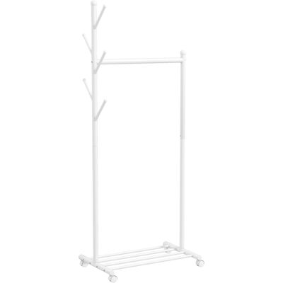 HOMCOM Portant à vêtements, porte-manteau sur roulettes avec étagère à chaussures et 5 crochets, 68 x 43 x 171 cm, blanc - Publicité HOMCOM Portant à vêtements, porte-manteau sur roulettes avec étagère à chaussures et 5 crochets, 68 x 43 x 171 cm, blanc - Publicité
