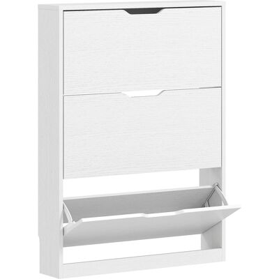 HOMCOM Meuble à chaussures 12 paires, armoire à chaussures, 3 tiroirs rabattables, pour couloir, entrée, 80x17x108cm, blanc - Publicité HOMCOM Meuble à chaussures 12 paires, armoire à chaussures, 3 tiroirs rabattables, pour couloir, entrée, 80x17x108cm, blanc - Publicité