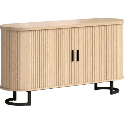 HOMCOM Buffet salon, meuble de rangement ovale avec 2 portes coulissantes et étagères réglables, 140x40x75cm, bois naturel - Publicité HOMCOM Buffet salon, meuble de rangement ovale avec 2 portes coulissantes et étagères réglables, 140x40x75cm, bois naturel - Publicité