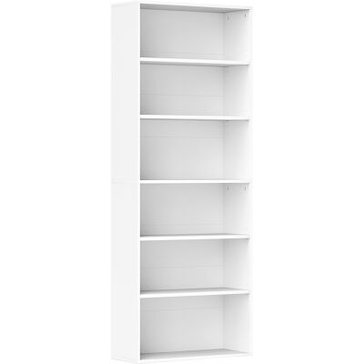 HOMCOM Bibliothèque étagère de rangement 6 niveaux avec étagères réglables pour salon, chambre, bureau, 60x24x158,5cm, blanc - Publicité HOMCOM Bibliothèque étagère de rangement 6 niveaux avec étagères réglables pour salon, chambre, bureau, 60x24x158,5cm, blanc - Publicité