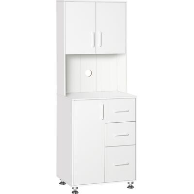 HOMCOM Buffet haut cuisine, armoire de cuisine avec 3 portes, 3 tiroirs et plan de travail, 60 x 40 x 160 cm, blanc - Publicité HOMCOM Buffet haut cuisine, armoire de cuisine avec 3 portes, 3 tiroirs et plan de travail, 60 x 40 x 160 cm, blanc - Publicité