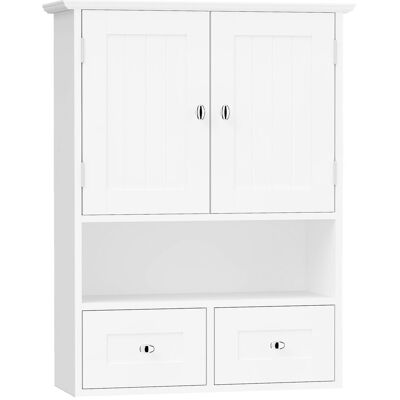 kleankin Armoire murale de salle de bain, armoire de toilette, avec portes, étagère, 2 tiroirs, 50,8l x 17,8P x 66H cm, blanc - Publicité kleankin Armoire murale de salle de bain, armoire de toilette, avec portes, étagère, 2 tiroirs, 50,8l x 17,8P x 66H cm, blanc - Publicité
