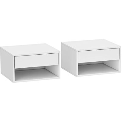 HOMCOM Lot de 2 tables de chevet murales, tables de nuit, tiroir, compartiment ouvert, plateau, 37 x 32 x 21 cm, blanc - Publicité HOMCOM Lot de 2 tables de chevet murales, tables de nuit, tiroir, compartiment ouvert, plateau, 37 x 32 x 21 cm, blanc - Publicité
