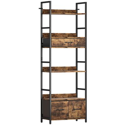 HOMCOM Bibliothèque étagère de rangement à 6 niveaux avec 4 étagères, 3 tiroirs en tissu, 60x30x176cm, brun rustique - Publicité HOMCOM Bibliothèque étagère de rangement à 6 niveaux avec 4 étagères, 3 tiroirs en tissu, 60x30x176cm, brun rustique - Publicité