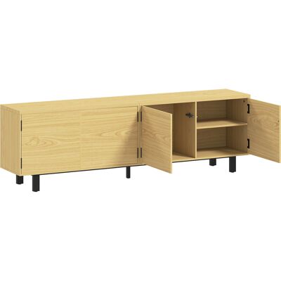 HOMCOM Meuble TV 180 cm, meuble télé pour 82 pouces avec 4 portes à ouverture par pression 180x35x55,5cm bois naturel - Publicité HOMCOM Meuble TV 180 cm, meuble télé pour 82 pouces avec 4 portes à ouverture par pression 180x35x55,5cm bois naturel - Publicité