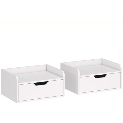 HOMCOM Lot de 2 tables de chevet murales tables de nuit suspendues tiroir plateau aspect bois dim. 40L x 30l x 19,5H cm - Publicité HOMCOM Lot de 2 tables de chevet murales tables de nuit suspendues tiroir plateau aspect bois dim. 40L x 30l x 19,5H cm - Publicité