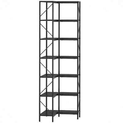 HOMCOM Bibliothèque d'angle à 7 niveaux industriel avec étagères de rangement, 60 x 60 x 198 cm, noir - Publicité HOMCOM Bibliothèque d'angle à 7 niveaux industriel avec étagères de rangement, 60 x 60 x 198 cm, noir - Publicité