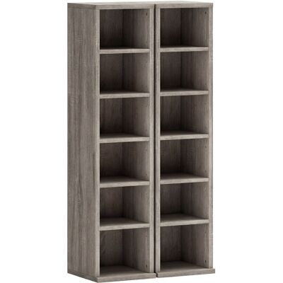 HOMCOM Lot de 2 étagères colonnes armoire de rangement CD-DVD 12 compartiments 21 x 22,5 x 88,5 cm capacité 204 CD gris - Publicité HOMCOM Lot de 2 étagères colonnes armoire de rangement CD-DVD 12 compartiments 21 x 22,5 x 88,5 cm capacité 204 CD gris - Publicité