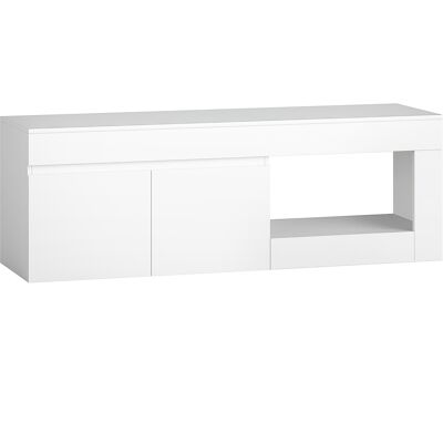 HOMCOM Meuble TV 2 portes pour téléviseurs jusqu'à 60 pouces, meuble télé avec placard et étagère ouverte, blanc - Publicité HOMCOM Meuble TV 2 portes pour téléviseurs jusqu'à 60 pouces, meuble télé avec placard et étagère ouverte, blanc - Publicité