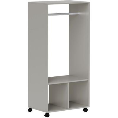 HOMCOM Armoire penderie étagère 2 niches penderie 4 roulettes pivotantes dim. 60L x 40l x 128H cm gris - Publicité HOMCOM Armoire penderie étagère 2 niches penderie 4 roulettes pivotantes dim. 60L x 40l x 128H cm gris - Publicité