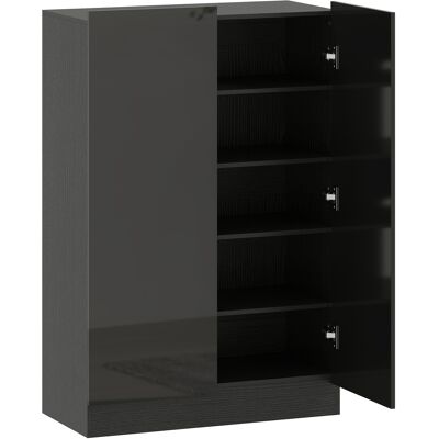 HOMCOM Meuble à chaussures 20 paires armoire à chaussures à haute brillance 5 niveaux étagères réglables 72x34,5x103cm noir - Publicité HOMCOM Meuble à chaussures 20 paires armoire à chaussures à haute brillance 5 niveaux étagères réglables 72x34,5x103cm noir - Publicité