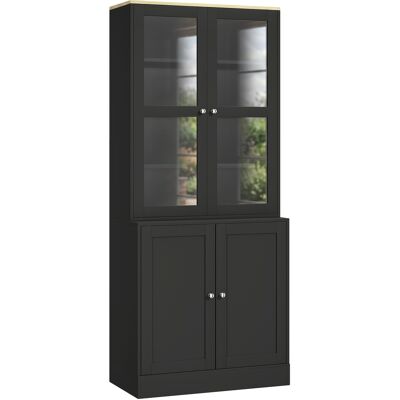 HOMCOM Bibliothèque vitrine, meuble de rangement à 6 niveaux avec 4 portes dont 2 en verre trempé, étagères réglables, noir - Publicité HOMCOM Bibliothèque vitrine, meuble de rangement à 6 niveaux avec 4 portes dont 2 en verre trempé, étagères réglables, noir - Publicité