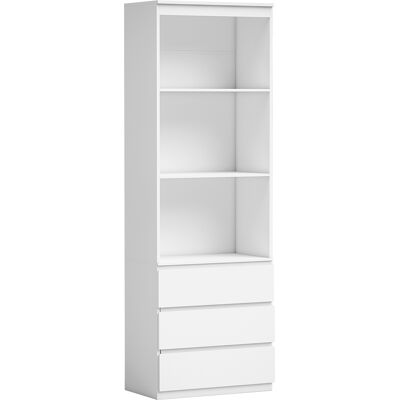 HOMCOM Bibliothèque haute de 180 cm avec 3 étagères et 3 tiroirs 60 x 35 x 180 cm en bois blanc - Publicité HOMCOM Bibliothèque haute de 180 cm avec 3 étagères et 3 tiroirs 60 x 35 x 180 cm en bois blanc - Publicité