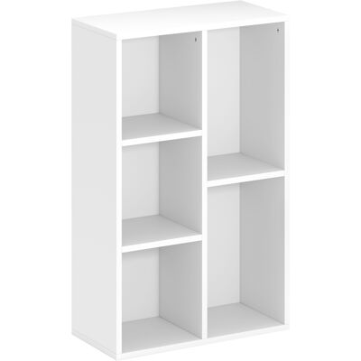HOMCOM Bibliothèque étagère de rangement 2 niveaux avec 5 compartiments, pour salon chambre à coucher bureau, 50x24x80cm, blanc - Publicité HOMCOM Bibliothèque étagère de rangement 2 niveaux avec 5 compartiments, pour salon chambre à coucher bureau, 50x24x80cm, blanc - Publicité
