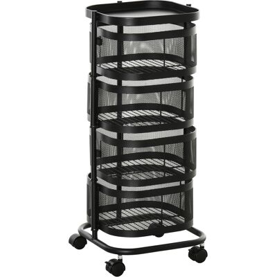HOMCOM Resserre 4 paniers rotatifs sur roues, chariot à légumes et fruits, plateau, étagère en fil d'acier, 33x33x77cm, noir - Publicité HOMCOM Resserre 4 paniers rotatifs sur roues, chariot à légumes et fruits, plateau, étagère en fil d'acier, 33x33x77cm, noir - Publicité