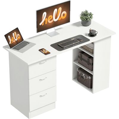 HOMCOM Table d'Ordinateur Table de Bureau avec Rangement 3 Tiroirs et 3 Compartiments 120 x 49 x 72 cm Blanc aosom france - Publicité HOMCOM Table d'Ordinateur Table de Bureau avec Rangement 3 Tiroirs et 3 Compartiments 120 x 49 x 72 cm Blanc aosom france - Publicité