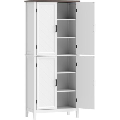 HOMCOM Buffet haut cuisine 6 niveaux, armoire de cuisine, 4 portes à chevrons et 4 étagères réglables, 76x40x178,5cm, blanc - Publicité HOMCOM Buffet haut cuisine 6 niveaux, armoire de cuisine, 4 portes à chevrons et 4 étagères réglables, 76x40x178,5cm, blanc - Publicité