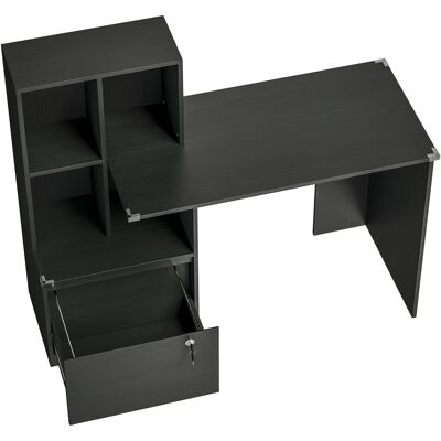 HOMCOM Bureau d'ordinateur avec bibliothèque 4 compartiments et tiroir verrouillable, 126 x 50 x 109 cm, noir - Publicité HOMCOM Bureau d'ordinateur avec bibliothèque 4 compartiments et tiroir verrouillable, 126 x 50 x 109 cm, noir - Publicité