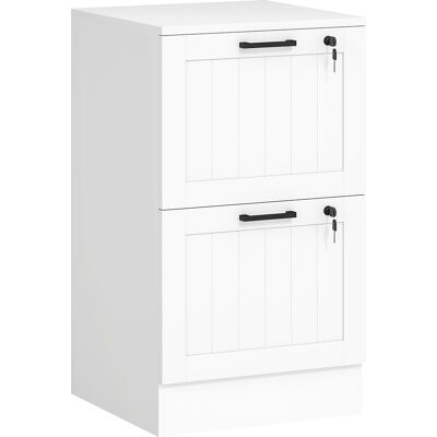 HOMCOM Caisson bureau, meuble rangement bois 2 tiroirs et serrure, barres de suspension réglables, 40 x 40 x 71 cm, blanc - Publicité HOMCOM Caisson bureau, meuble rangement bois 2 tiroirs et serrure, barres de suspension réglables, 40 x 40 x 71 cm, blanc - Publicité