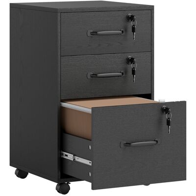 HOMCOM Caisson de Bureau Mobile avec 3 Tiroirs Verrouillables, Caisson de Rangement sur Roulettes, 40 x 40 x 69,5 cm, Noir - Publicité HOMCOM Caisson de Bureau Mobile avec 3 Tiroirs Verrouillables, Caisson de Rangement sur Roulettes, 40 x 40 x 69,5 cm, Noir - Publicité