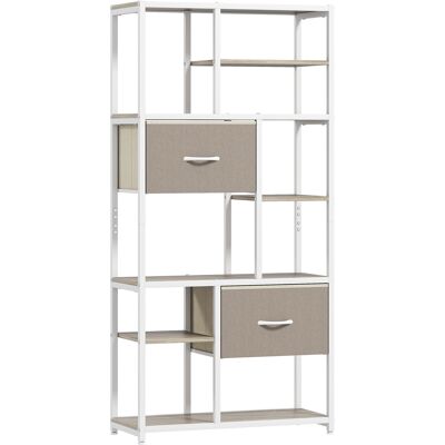 HOMCOM Étagère de rangement 6 niveaux, bibliothèque avec 2 tiroirs en tissu, 9 étagères ouvertes, 72,5 x 30 x 150 cm, blanc - Publicité HOMCOM Étagère de rangement 6 niveaux, bibliothèque avec 2 tiroirs en tissu, 9 étagères ouvertes, 72,5 x 30 x 150 cm, blanc - Publicité