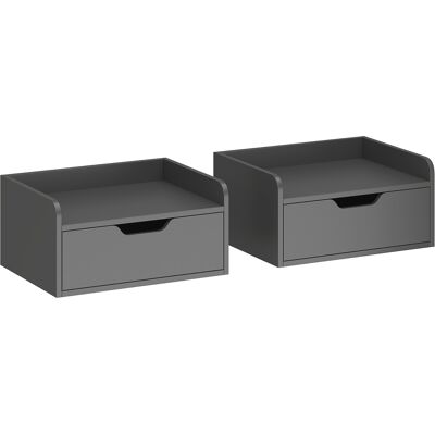 HOMCOM Lot de 2 tables de chevet murales tables de nuit suspendues tiroir plateau aspect bois dim. 40L x 30l x 19,5H cm - Publicité HOMCOM Lot de 2 tables de chevet murales tables de nuit suspendues tiroir plateau aspect bois dim. 40L x 30l x 19,5H cm - Publicité