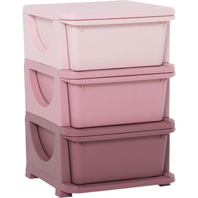 HOMCOM Organisateur de jouets pour enfants avec tiroirs à 3 niveaux, boîtes de rangement en plastique, 37 x 37 x 56,5 cm, rose - Publicité HOMCOM Organisateur de jouets pour enfants avec tiroirs à 3 niveaux, boîtes de rangement en plastique, 37 x 37 x 56,5 cm, rose - Publicité