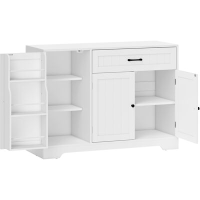 HOMCOM Buffet cuisine, meuble de rangement avec tiroir, 3 portes à fermeture douce, racks-porte et étagères réglables, blanc - Publicité HOMCOM Buffet cuisine, meuble de rangement avec tiroir, 3 portes à fermeture douce, racks-porte et étagères réglables, blanc - Publicité