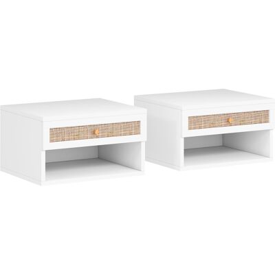 HOMCOM Lot de 2 tables de chevet murales tiroir coulissant, niche, plateau - en bois dim. 40L x 34l x 23H cm - Publicité HOMCOM Lot de 2 tables de chevet murales tiroir coulissant, niche, plateau - en bois dim. 40L x 34l x 23H cm - Publicité