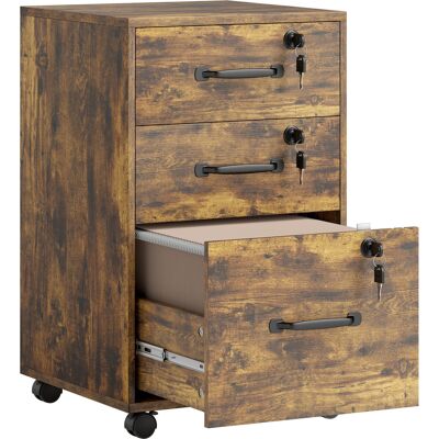 HOMCOM Caisson de Bureau Mobile avec 3 Tiroirs Verrouillables, Caisson de Rangement sur Roulettes, 40 x 40 x 69,5 cm, Marron - Publicité HOMCOM Caisson de Bureau Mobile avec 3 Tiroirs Verrouillables, Caisson de Rangement sur Roulettes, 40 x 40 x 69,5 cm, Marron - Publicité