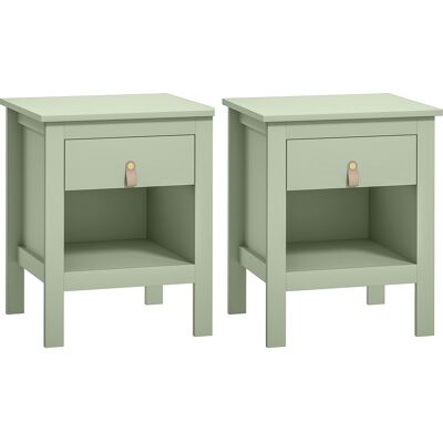 HOMCOM Lot de 2 tables de chevet avec tiroir et compartiment ouvert, 45 x 40 x 55 cm, vert - Publicité HOMCOM Lot de 2 tables de chevet avec tiroir et compartiment ouvert, 45 x 40 x 55 cm, vert - Publicité