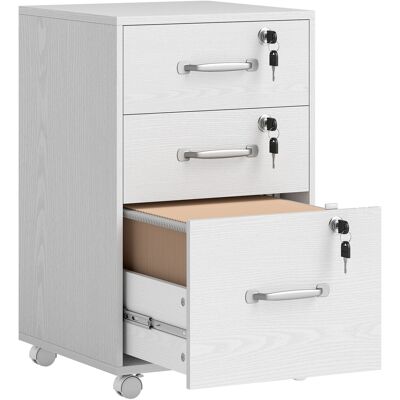 HOMCOM Caisson de Bureau Mobile avec 3 Tiroirs Verrouillables, Caisson de Rangement sur Roulettes, 40 x 40 x 69,5 cm, Blanc - Publicité HOMCOM Caisson de Bureau Mobile avec 3 Tiroirs Verrouillables, Caisson de Rangement sur Roulettes, 40 x 40 x 69,5 cm, Blanc - Publicité