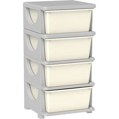 HOMCOM Organisateur de jouets pour enfants avec 4 tiroirs à 4 niveaux, boîtes de rangement en plastique, 37 x 37 x 76 cm, crème - Publicité HOMCOM Organisateur de jouets pour enfants avec 4 tiroirs à 4 niveaux, boîtes de rangement en plastique, 37 x 37 x 76 cm, crème - Publicité