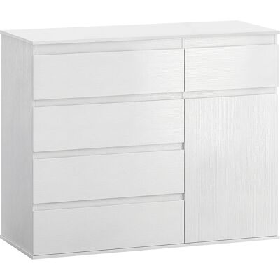 HOMCOM Buffet salon, meuble de rangement avec 5 tiroirs, étagère réglable et porte à fermeture douce, 100 x 40 x 80 cm, blanc - Publicité HOMCOM Buffet salon, meuble de rangement avec 5 tiroirs, étagère réglable et porte à fermeture douce, 100 x 40 x 80 cm, blanc - Publicité