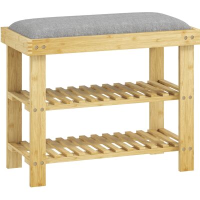 HOMCOM Banc à chaussures en bambou, étagère à chaussures à 3 niveaux, style scandinave, 60 x 29 x 49 cm, bois naturel - Publicité HOMCOM Banc à chaussures en bambou, étagère à chaussures à 3 niveaux, style scandinave, 60 x 29 x 49 cm, bois naturel - Publicité