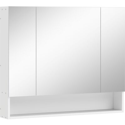 kleankin Armoire murale salle de bain avec miroir, armoire de toilette 3 portes miroir, étagères réglables, 90x15x75cm, blanc - Publicité kleankin Armoire murale salle de bain avec miroir, armoire de toilette 3 portes miroir, étagères réglables, 90x15x75cm, blanc - Publicité