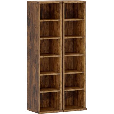HOMCOM Lot de 2 étagères colonnes armoire de rangement CD-DVD 12 compartiments 21 x 22,5 x 88,5 cm capacité 204 CD marron - Publicité HOMCOM Lot de 2 étagères colonnes armoire de rangement CD-DVD 12 compartiments 21 x 22,5 x 88,5 cm capacité 204 CD marron - Publicité