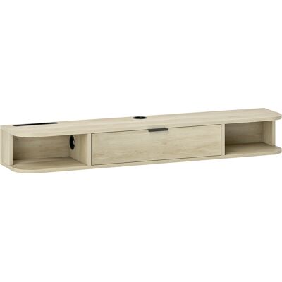 HOMCOM Meuble TV suspendu 120 cm, meuble télé pour téléviseur jusqu'à 50 pouces, tiroir rabattable 2 étagères 120x24x16cm bois naturel - Publicité HOMCOM Meuble TV suspendu 120 cm, meuble télé pour téléviseur jusqu'à 50 pouces, tiroir rabattable 2 étagères 120x24x16cm bois naturel - Publicité