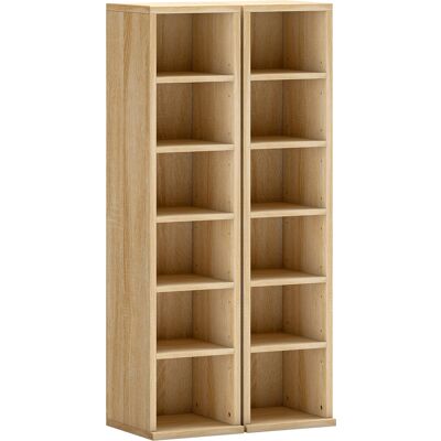 HOMCOM Lot de 2 étagères colonnes armoire de rangement CD-DVD 12 compartiments 21 x 22,5 x 88,5 cm capacité 204 CD chêne - Publicité HOMCOM Lot de 2 étagères colonnes armoire de rangement CD-DVD 12 compartiments 21 x 22,5 x 88,5 cm capacité 204 CD chêne - Publicité