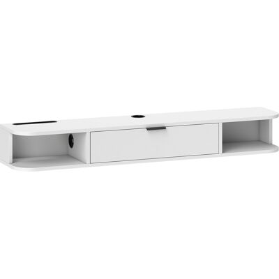 HOMCOM Meuble TV suspendu 120 cm, meuble télé pour téléviseur jusqu'à 50 pouces, tiroir rabattable 2 étagères 120x24x16cm blanc - Publicité HOMCOM Meuble TV suspendu 120 cm, meuble télé pour téléviseur jusqu'à 50 pouces, tiroir rabattable 2 étagères 120x24x16cm blanc - Publicité