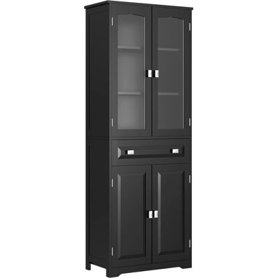 HOMCOM Buffet haut armoire de cuisine 4 portes dont 2 portes vitrées et 1 tiroir hauteur 160 cm avec étagères en bois noir - Publicité HOMCOM Buffet haut armoire de cuisine 4 portes dont 2 portes vitrées et 1 tiroir hauteur 160 cm avec étagères en bois noir - Publicité