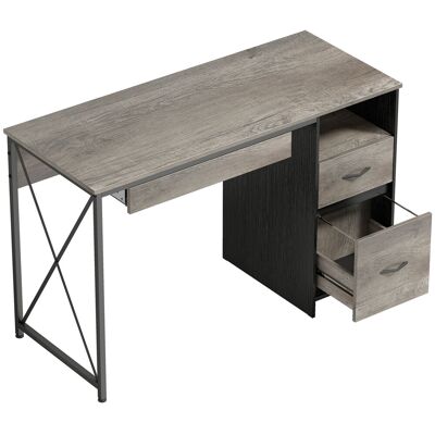 HOMCOM Bureau d'ordinateur, 120×50cm, bureau avec rangement, plateau clavier, compartiment ouvert et 2 tiroirs, gris - Publicité HOMCOM Bureau d'ordinateur, 120×50cm, bureau avec rangement, plateau clavier, compartiment ouvert et 2 tiroirs, gris - Publicité