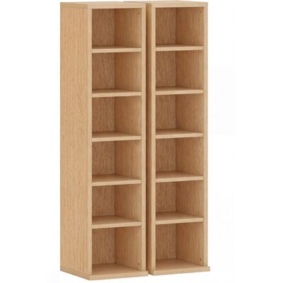 HOMCOM Lot de 2 étagères colonnes armoire de rangement CD-DVD 12 compartiments 21 x 22,5 x 88,5 cm capacité 204 CD bois naturel - Publicité HOMCOM Lot de 2 étagères colonnes armoire de rangement CD-DVD 12 compartiments 21 x 22,5 x 88,5 cm capacité 204 CD bois naturel - Publicité