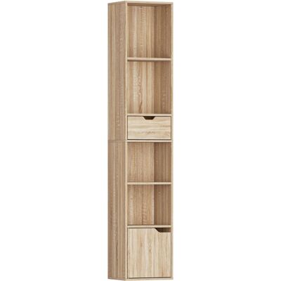 HOMCOM Bibliothèque, étagère à livres, meuble de rangement avec tiroir placard compartiments ouvertes, 30 x 24 x 158 cm naturel - Publicité HOMCOM Bibliothèque, étagère à livres, meuble de rangement avec tiroir placard compartiments ouvertes, 30 x 24 x 158 cm naturel - Publicité