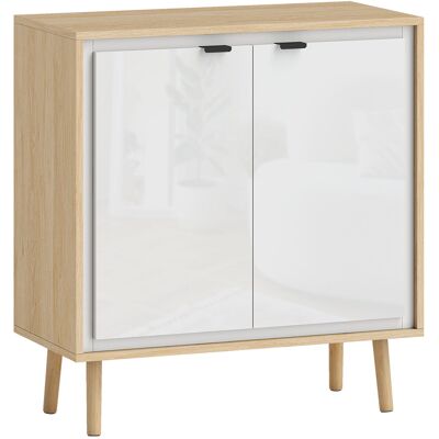 HOMCOM Buffet à haute brillance, meuble de rangement avec double porte, étagère réglable, 72 x 35 x 77 cm, blanc et chêne - Publicité HOMCOM Buffet à haute brillance, meuble de rangement avec double porte, étagère réglable, 72 x 35 x 77 cm, blanc et chêne - Publicité